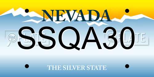SSQA30 Nevada License Plate