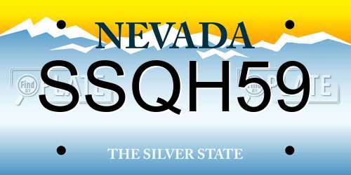 SSQH59 Nevada License Plate