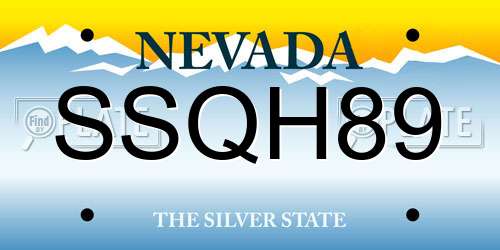 SSQH89 Nevada License Plate