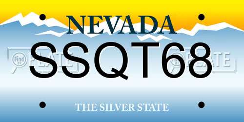 SSQT68 Nevada License Plate