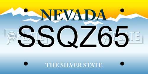 SSQZ65 Nevada License Plate