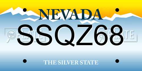SSQZ68 Nevada License Plate