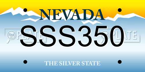 SSS350 Nevada License Plate