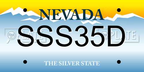 SSS35D Nevada License Plate