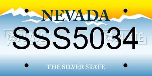 SSS5034 Nevada License Plate