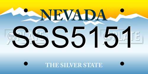 SSS5151 Nevada License Plate