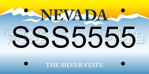 SSS5555 Nevada License Plate