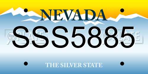 SSS5885 Nevada License Plate