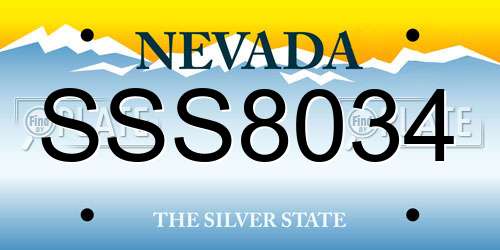 SSS8034 Nevada License Plate