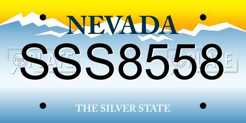 SSS8558 Nevada License Plate