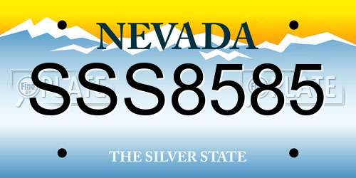 SSS8585 Nevada License Plate