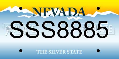 SSS8885 Nevada License Plate
