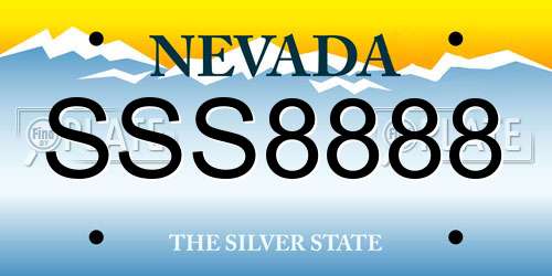 SSS8888 Nevada License Plate
