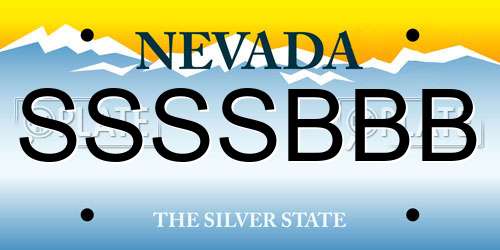 SSSSBBB Nevada License Plate