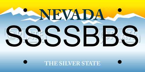 SSSSBBS Nevada License Plate