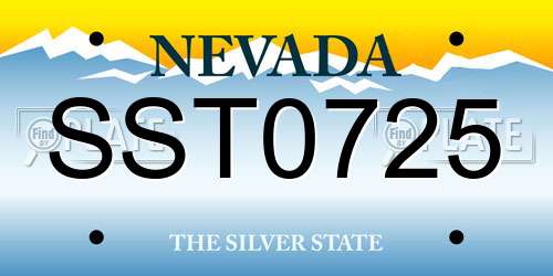 SST0725 Nevada License Plate