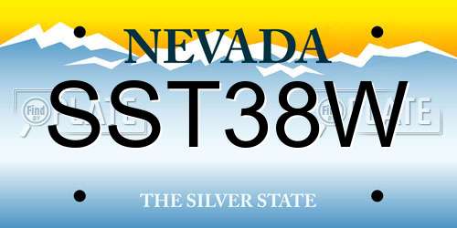 SST38W Nevada License Plate