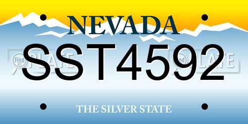 SST4592 Nevada License Plate