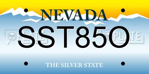 SST85O Nevada License Plate