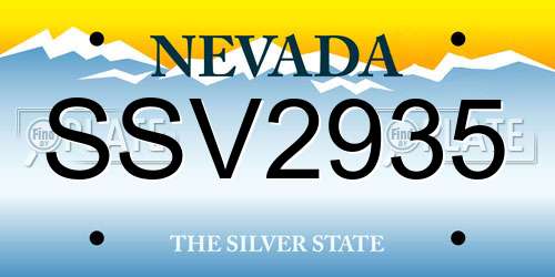SSV2935 Nevada License Plate