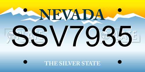 SSV7935 Nevada License Plate