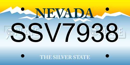 SSV7938 Nevada License Plate