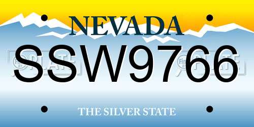 SSW9766 Nevada License Plate