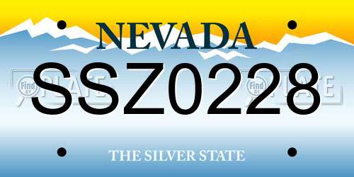 SSZ0228 Nevada License Plate
