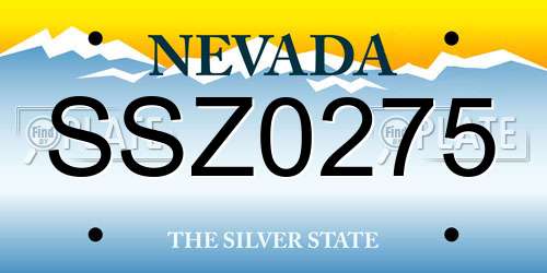SSZ0275 Nevada License Plate