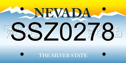 SSZ0278 Nevada License Plate