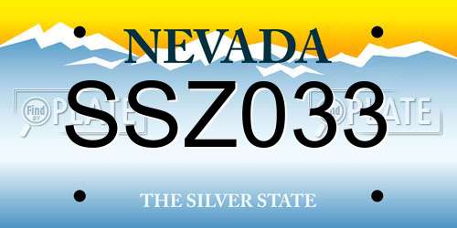 SSZ033 Nevada License Plate