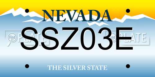 SSZ03E Nevada License Plate