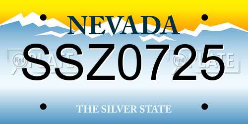 SSZ0725 Nevada License Plate