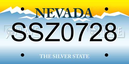 SSZ0728 Nevada License Plate