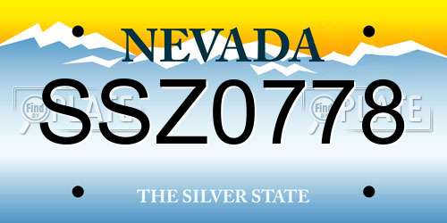 SSZ0778 Nevada License Plate