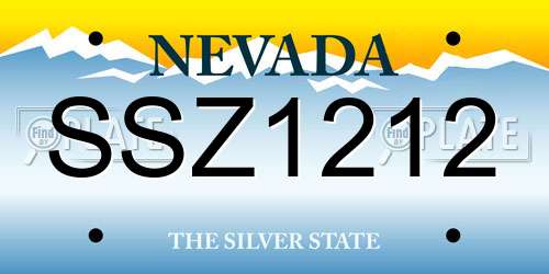 SSZ1212 Nevada License Plate