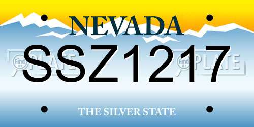 SSZ1217 Nevada License Plate