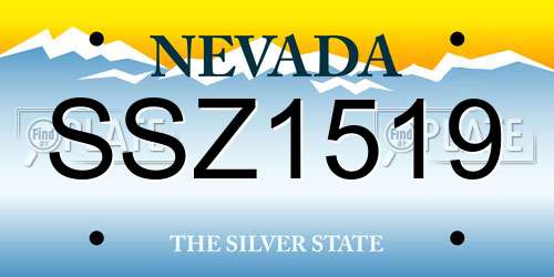 SSZ1519 Nevada License Plate