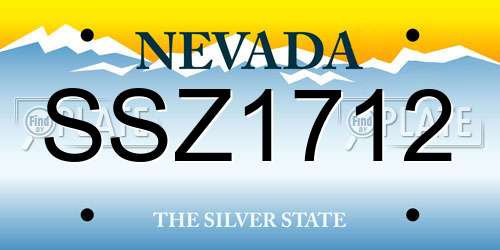 SSZ1712 Nevada License Plate
