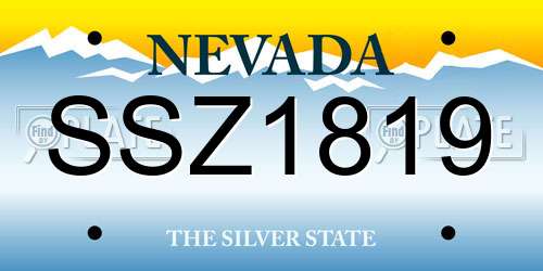 SSZ1819 Nevada License Plate