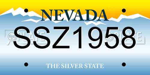 SSZ1958 Nevada License Plate