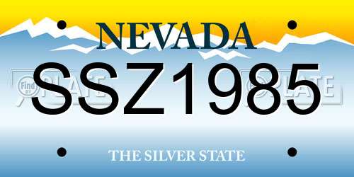SSZ1985 Nevada License Plate