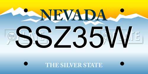 SSZ35W Nevada License Plate