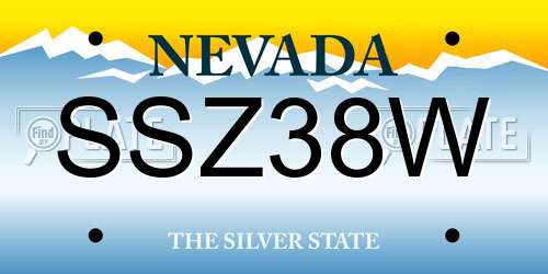 SSZ38W Nevada License Plate