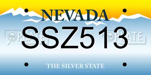 SSZ513 Nevada License Plate