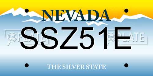 SSZ51E Nevada License Plate