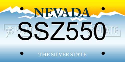 SSZ550 Nevada License Plate