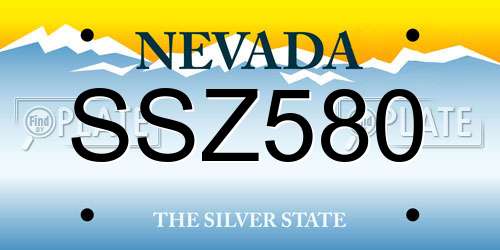 SSZ580 Nevada License Plate