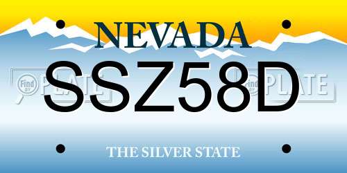 SSZ58D Nevada License Plate
