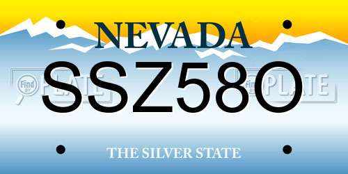 SSZ58O Nevada License Plate